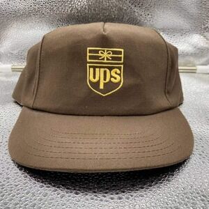 UPS Snapback Hat Mens OS Brown Vintage Logo Made In USA Workwear Trucker Cap
